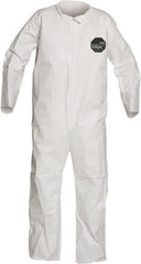 Disposable Coveralls: Size X-Large, 1.5 oz, SMS, Zipper Closure White, Serged Seam, Open Cuff, Open Ankle, ISO Non-Cleanroom Class