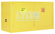 Piggyback Storage Cabinet - #5472 - 43 x 18 x 24" - 17 Gallon - w/one shelf, 2-door manual close - Yellow Only - Exact Industrial Supply