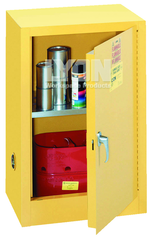 Compact Storage Cabinet - #5473 - 23-1/4 x 18 x 35" - 12 Gallon - w/one shelf, 1-door manual close - Yellow Only - Exact Industrial Supply