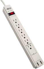 Tripp-Lite - 6 Outlets, 120 VAC15 Amps, 6' Cord, Power Outlet Strip - Floor, Keyhole Mount, 5-15 NEMA Configuration, 13" Strip - Exact Industrial Supply