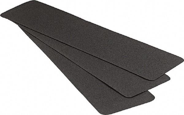 Ability One - 24"x 6" Vinyl Adhesive Plain Surface Stair Treads - Black, Resin - Exact Industrial Supply