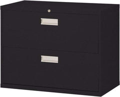 Sandusky Atlantic - 36" Wide x 28-3/8" High x 19-1/4" Deep, 2 Drawer Lateral File with Lock - Steel, Black - Exact Industrial Supply