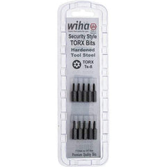 Wiha - 1/4" Drive T8 Tamperproof Torx Screwdriver Bit - 1" OAL, Tamper Resistant Bit - Exact Industrial Supply