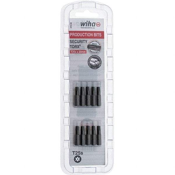 Wiha - 1/4" Drive T25 Tamperproof Torx Screwdriver Bit - 1" OAL, Tamper Resistant Bit - Exact Industrial Supply