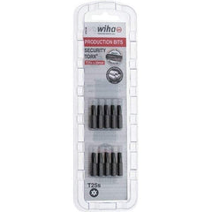 Wiha - 1/4" Drive T25 Tamperproof Torx Screwdriver Bit - 1" OAL, Tamper Resistant Bit - Exact Industrial Supply