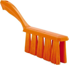 Vikan - 3.9" Bristle Length, Polyester Cleaning & Finishing Brush - 3" Long x 6-1/2" Wide Head, 13" OAL, Easy Grip Handle, Orange, Polypropylene Block - Exact Industrial Supply