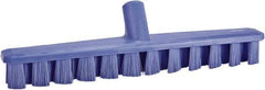 Vikan - 1-7/8" Bristle Length, Polyester Deck Scrub Brush - 1-7/8" Wide Head, 15-1/4" OAL, European Threaded Handle, Purple, Polypropylene Block - Exact Industrial Supply