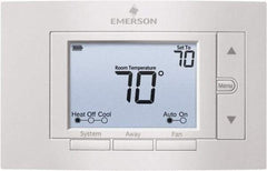 White-Rodgers - 50 to 99°F, 2 Heat, 2 Cool, Digital Nonprogrammable Thermostat - 20 to 30 Volts, 1.77" Inside Depth x 1.77" Inside Height x 5-1/4" Inside Width, Horizontal Mount - Exact Industrial Supply