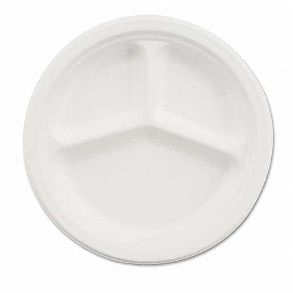 Chinet - Paper Dinnerware, 3-Comp Plate, 9 1/4" Diam, White, 500/Carton - Exact Industrial Supply