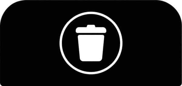 Rubbermaid - Trash Can Decal Message: Landfill - English, Text on Color, Black, Indoor & Outdoor, Apply to Metal, 1-25/32" Wide x 8-1/2" High - Exact Industrial Supply