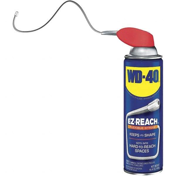 WD-40 - 14.4 oz EZ-Reach Multi-Use Product with 8" Flexible Smart Straw, Sprays 2 Ways - Multi-Purpose Lubricant: Stop Squeaks, Removes & Protects, Loosens Rusted Parts, Free Sticky Mechanisms, Drives Out Moisture - Exact Industrial Supply
