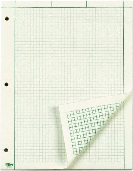 TOPS - 100 Sheet, 8-1/2 x 11", Quadrille Engineering Computation Pad - Green - Exact Industrial Supply