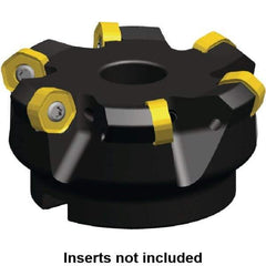 Kennametal - 58.16mm Cut Diam, 22mm Arbor Hole, 3.2mm Max Depth of Cut, 45° Indexable Chamfer & Angle Face Mill - 6 Inserts, HNGJ 0604... Insert, Right Hand Cut, 6 Flutes, Through Coolant, Series Dodeka Mini - Exact Industrial Supply