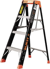 Little Giant Ladder - 3 Steps, 4' High, Type IAA Rating, Fiberglass Multi-Use Ladder - 375 Lb Load Capacity, 31" Base Width - Exact Industrial Supply