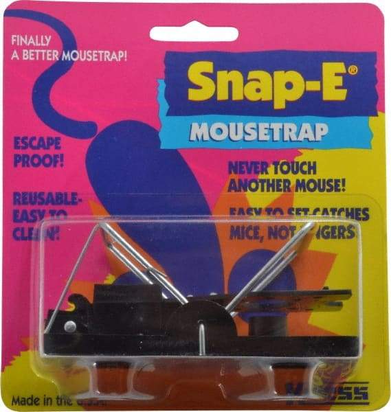 Made in USA - Snap Trap for Use on Mice - 3-7/8 Inch Long x 1-7/8 Inch Wide x 2-3/8 Inch High, Polystyrene and Steel - Exact Industrial Supply
