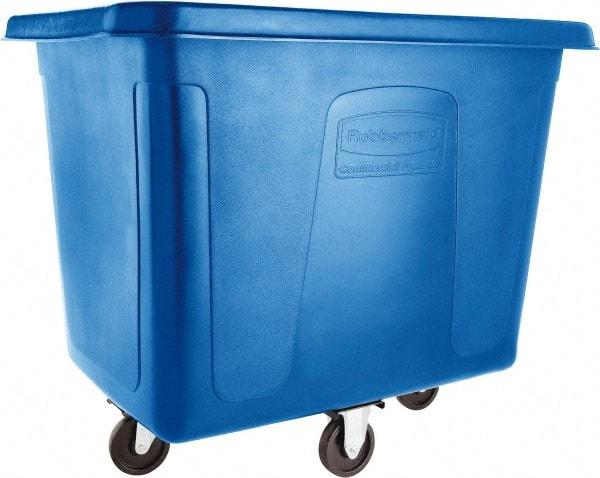 Rubbermaid - 500 Lb Load Capacity, 16 Cu Ft, 12.9 Bushels, Polyethylene Cube Truck - 31" Wide x 43-3/4" Long x 37" High, Dark Blue - Exact Industrial Supply