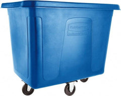 Rubbermaid - 500 Lb Load Capacity, 16 Cu Ft, 12.9 Bushels, Polyethylene Cube Truck - 31" Wide x 43-3/4" Long x 37" High, Dark Blue - Exact Industrial Supply