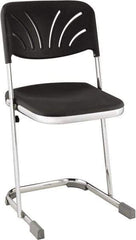 NPS - 18 Inch High, Stationary Square Seat with Steel Backrest - 16-1/4 Inch Deep x 16-3/4 Inch Wide, Plastic Seat, Black and Chrome - Exact Industrial Supply