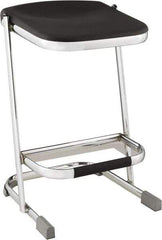 NPS - 24 Inch High, Stationary Fixed Height Stool - 16-1/4 Inch Deep x 16-3/4 Inch Wide, Plastic Seat, Black and Chrome - Exact Industrial Supply