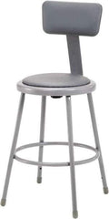 NPS - 24 Inch High, Stationary Fixed Height Stool with Adjustable Height Backrest - 15 Inch Deep x 15 Inch Wide, Vinyl Seat, Gray - Exact Industrial Supply