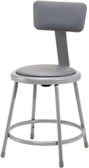 NPS - 18 Inch High, Stationary Fixed Height Stool with Adjustable Height Backrest - 14 Inch Deep x 14 Inch Wide, Vinyl Seat, Gray - Exact Industrial Supply