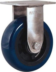 Albion - 5" Diam x 2" Wide x 6-1/2" OAH Top Plate Mount Rigid Caster - Polyurethane Mold on Polypropylene, 600 Lb Capacity, Delrin Bearing, 4 x 4-1/2" Plate - Exact Industrial Supply