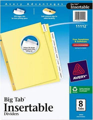 AVERY - 11 x 8-1/2" 8 Tabs, Double-Sided Gold Reinforcing Strip, Tab Divider - Clear Tabs, Buff Folder - Exact Industrial Supply