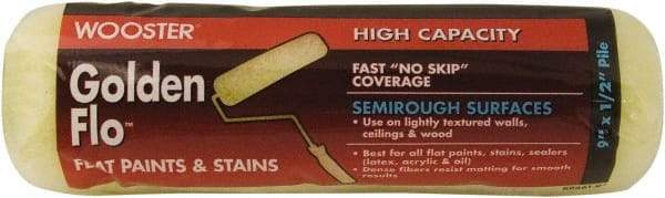 Wooster Brush - 1/2" Nap, 9" Wide Paint General Purpose Roller Cover - Semi-Rough Texture, Fabric - Exact Industrial Supply