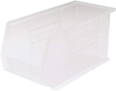 Akro-Mils - 60 Lb. Load Capacity, 18" Deep, Clear Polymer Hopper Stacking Bin - 9" High x 8-1/4" Wide x 18" Long - Exact Industrial Supply