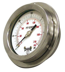 Winters - 2-1/2" Dial, 1/4 Thread, 0-30 Scale Range, Pressure Gauge - Front Flange Panel Mount, Center Back Connection Mount, Accurate to 1.6% of Scale - Exact Industrial Supply