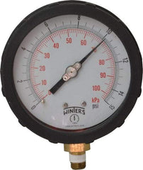 Winters - 4" Dial, 1/4 Thread, 0-15 Scale Range, Pressure Gauge - Lower Connection Mount, Accurate to 1% of Scale - Exact Industrial Supply