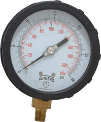 Winters - 4" Dial, 1/4 Thread, 0-30 Scale Range, Pressure Gauge - Lower Connection Mount, Accurate to 1% of Scale - Exact Industrial Supply
