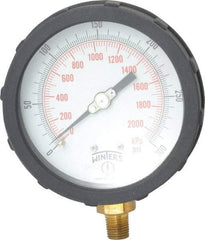 Winters - 4" Dial, 1/4 Thread, 0-300 Scale Range, Pressure Gauge - Lower Connection Mount, Accurate to 1% of Scale - Exact Industrial Supply