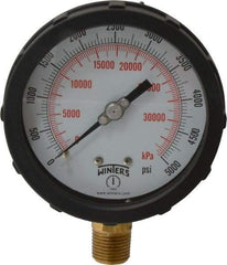 Winters - 4" Dial, 1/2 Thread, 0-5,000 Scale Range, Pressure Gauge - Lower Connection Mount, Accurate to 1% of Scale - Exact Industrial Supply