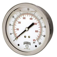 Winters - 1-1/2" Dial, 1/8 Thread, 0-30 Scale Range, Pressure Gauge - Center Back Connection Mount, Accurate to 2.5% of Scale - Exact Industrial Supply