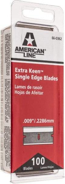 American Line - Knife Blades - .009" EXTRA KEEN 100PK SINGLE EDGE BLADE - Exact Industrial Supply