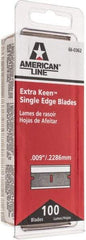 American Line - Knife Blades - .009" EXTRA KEEN 100PK SINGLE EDGE BLADE - Exact Industrial Supply