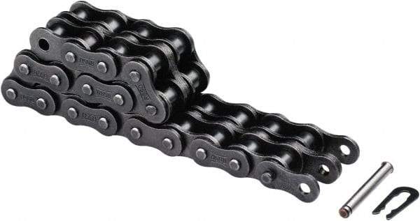 U.S. Tsubaki - 1/2" Pitch, ANSI 40, Solid Roller Chain - Chain No. 40, 3,416 Lb. Capacity, 5/16" Roller Diam, 5/16" Roller Width - Exact Industrial Supply