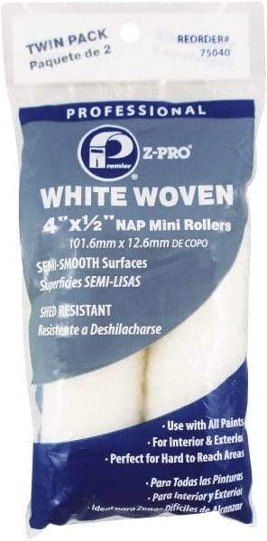 Premier Paint Roller - 1/2" Nap, 4" Wide Paint Mini Roller Covers - Semi-Rough Texture, Woven - Exact Industrial Supply