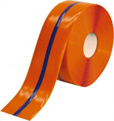 PRO-SAFE - Orange & Blue Striped PVC Tape - 4" Wide x 100' Long x 50 mil Thick, General Traffic - Exact Industrial Supply