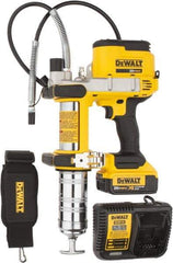 DeWALT - 10,000 Max psi, Flexible Battery-Operated Grease Gun - 16 oz Capacity, Bulk & Cartridge Fill, Includes DCB204 Battery, Fast Charger, Shoulder Strap & Kit Box - Exact Industrial Supply