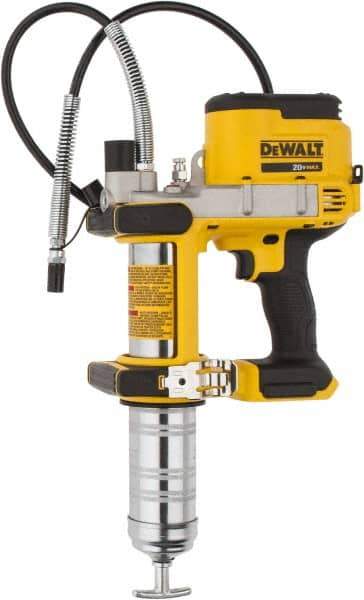 DeWALT - 10,000 Max psi, Flexible Battery-Operated Grease Gun - 16 oz Capacity, Bulk & Cartridge Fill, Includes Shoulder Strap - Exact Industrial Supply