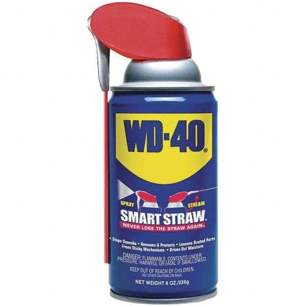 WD-40 - 8 oz Multi-Use Product with Smart Straw, Sprays 2 Ways - Multi-Purpose Lubricant: Stop Squeaks, Removes & Protects, Loosens Rusted Parts, Free Sticky Mechanisms, Drives Out Moisture - Exact Industrial Supply