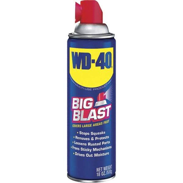 WD-40 - 18 oz Multi-Use Product with Big-Blast Spray - Liquid, Stop Squeaks, Removes & Protects, Loosens Rusted Parts, Free Sticky Mechanisms, Drives Out Moisture - Exact Industrial Supply