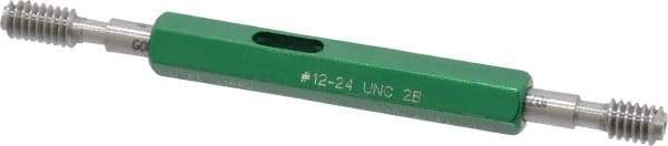 GF Gage - #12-24, Class 2B, Double End Plug Thread Go/No Go Gage - Hardened Tool Steel, Size 0 Handle Included - Exact Industrial Supply
