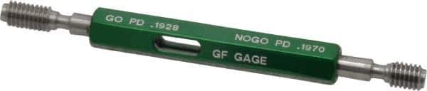 GF Gage - #12-28, Class 2B, Double End Plug Thread Go/No Go Gage - Hardened Tool Steel, Size 0 Handle Included - Exact Industrial Supply
