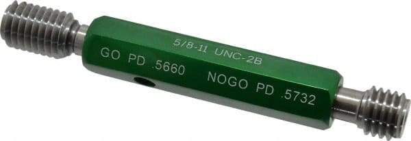 GF Gage - 5/8-11, Class 2B, Double End Plug Thread Go/No Go Gage - Hardened Tool Steel, Size 3 Handle Included - Exact Industrial Supply