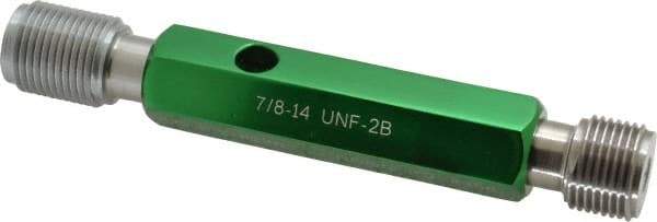 GF Gage - 7/8-14, Class 2B, Double End Plug Thread Go/No Go Gage - Hardened Tool Steel, Size 4 Handle Included - Exact Industrial Supply
