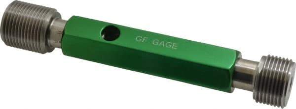 GF Gage - 1-14, Class 3B, Double End Plug Thread Go/No Go Gage - Hardened Tool Steel, Size 4 Handle Included - Exact Industrial Supply