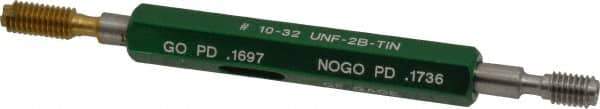 GF Gage - #10-32, Class 2B, Double End Plug Thread Go/No Go Gage - High Speed Steel, Size 0 Handle Included - Exact Industrial Supply